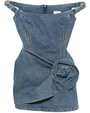 Magda Butrym Floral-Detail Off-The-Shoulder Mini Dress - Blue