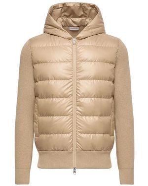 Moncler Quilted-Panel Puffer Jacket - Natural
