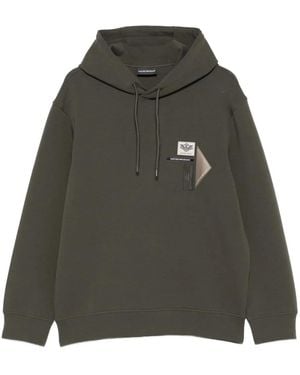 Emporio Armani Logo-Appliqué Hoodie - Green