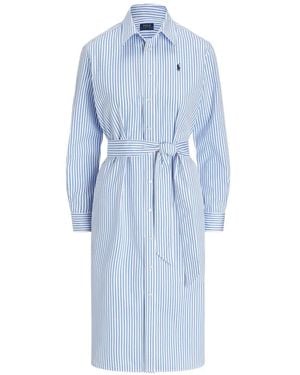 Polo Ralph Lauren Striped-Pattern Belted Midi Dress - Blue