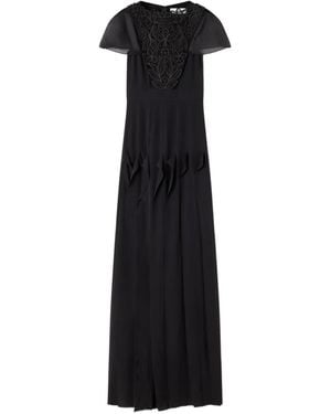 Lanvin Lace-Detail Pleated Maxi Dress - Black