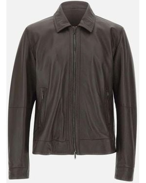 Volfagli Tebe Pebbled Leather Jacket - Grey