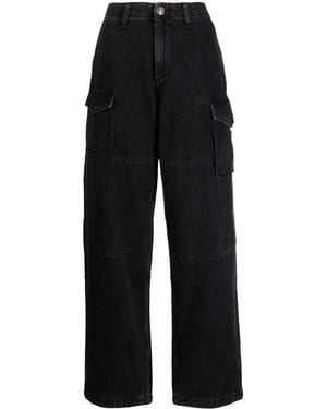 Rag & Bone High-Rise Wide-Leg Jeans - Black