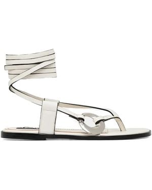 Alohas Morosia Leather Ankle-Tie Sandals - White
