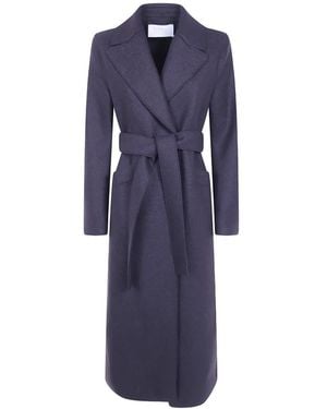 Harris Wharf London Belted Notch-Lapel Coat - Blue