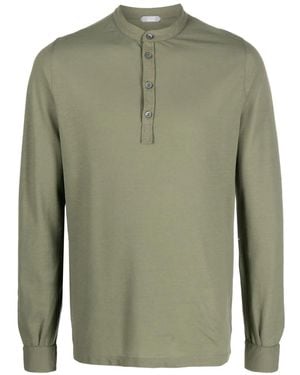 Zanone Band-Collar Polo Shirt - Green