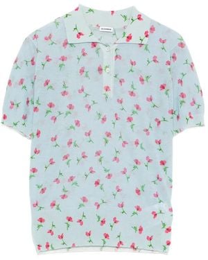 Jil Sander Floral Polo Top - Blue