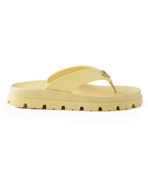 Prada Enameled-triangle Sandals - Metallic