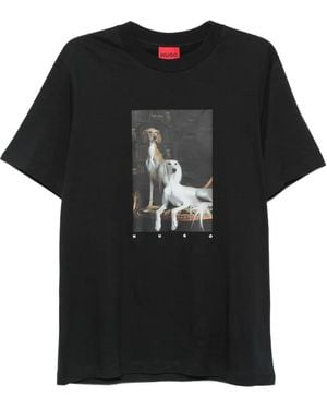 HUGO Dog-Print T-Shirt - Black