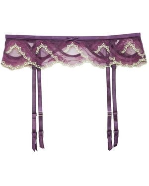 Fleur du Mal Hendrix Embroidered Garter Belt - Purple