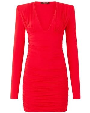 Roberto Cavalli V-Neck Mini Dress - Red