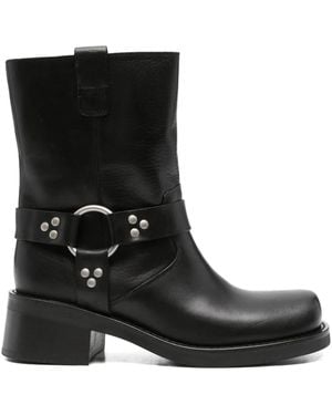 P.A.R.O.S.H. Buckle-Strap Leather Boots - Black