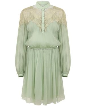 Alberta Ferretti Lace-Detail Mini Dress - Green