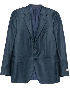 Canali Checked Buttoned Jacket - Blue