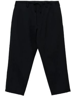 Yohji Yamamoto Re Army Gaberdine Standart Drawstring-Waist Trousers - Black