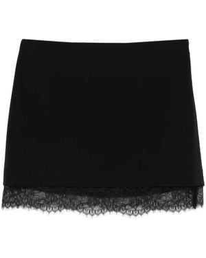 Patrizia Pepe Lace-Hem Mini Skirt - Black