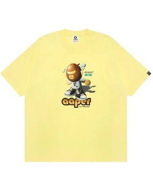 Aape By A Bathing Ape Moonface Graphic-Print T-Shirt - Yellow