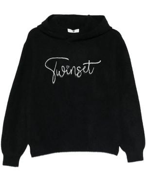 Twinset Logo-Print Hoodie - Black