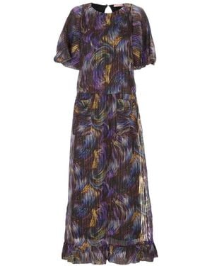 Kristina Ti Maxi Swirl-Print Ruffled Dress - White