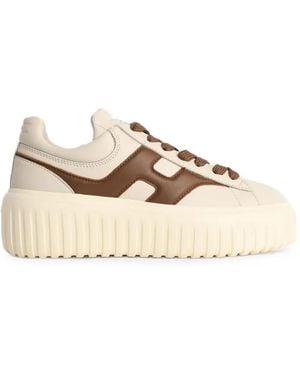 Hogan H-Stripes Leather Trainers - Natural