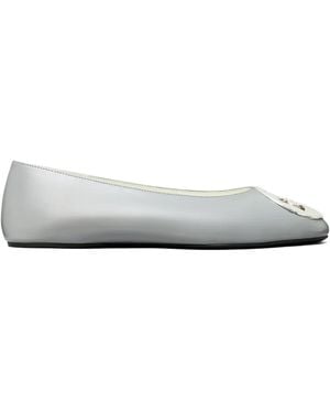 Tory Burch Reva Logo-Plaque Ballet Flats - White