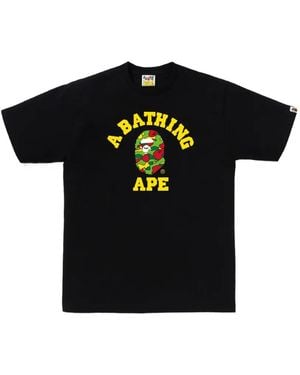 A Bathing Ape Sta Camo University T-Shirt - Black