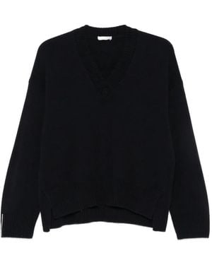 Peserico V-Neck Ribbed-Trim Sweater - Black