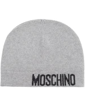 Moschino Logo-Intarsia Beanie - Grey