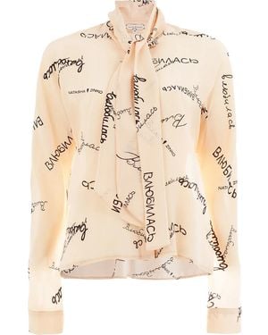 Natasha Zinko Pussy Bow Silk Georgette Blouse - Natural