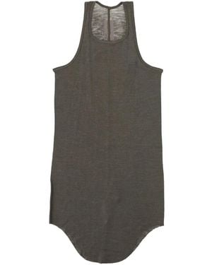 Rick Owens Ribbed Curved-Hem Tank Top - Gray