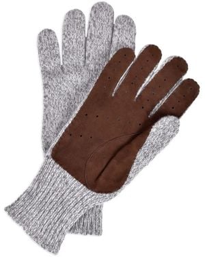 Brunello Cucinelli スエードパネル ニット手袋 - ブラウン