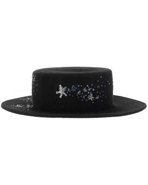 Ruslan Baginskiy Wide-Brim Sequin-Embellished Hat - White