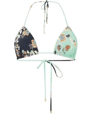 Roberto Cavalli Floral-Print Triangle Bikini Top - Blue