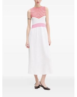 Benetton Chevron-Knit Sleeveless Midi Dress - White