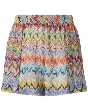 Missoni Pantalones Cortos De Punto En Zigzag - Blanco