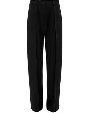 Victoria Beckham Pleated Wide-leg Trousers - ブラック