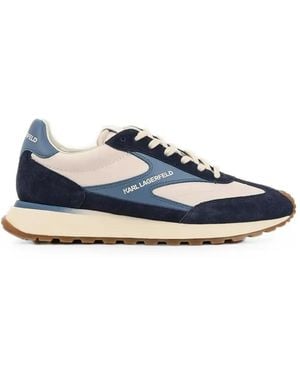 KARL LAGERFELD Kairo Panelled Suede-Trimmed Trainers - Blue