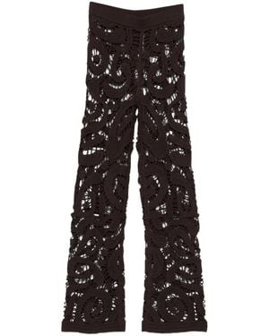 Pinko Pantalon En Crochet À Motif Géométrique - Black