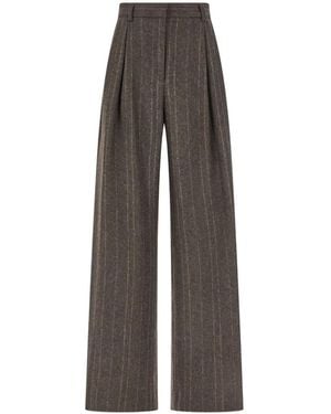 Antonelli Pinstripe-Pattern Pleated Trousers - Grey