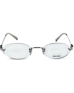 Miu Miu Oval-Frame Optical Glasses - Metallic