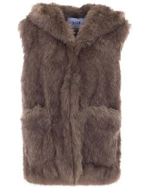 ELEH Faux-Fur Hooded Gilet - Brown