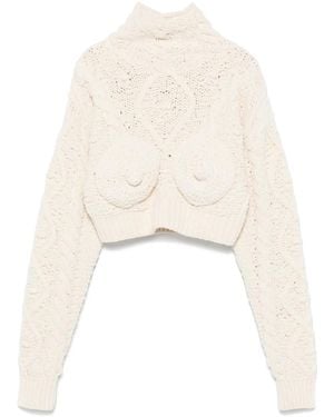Jean Paul Gaultier Cropped Trui Met Kegeldetail - Naturel