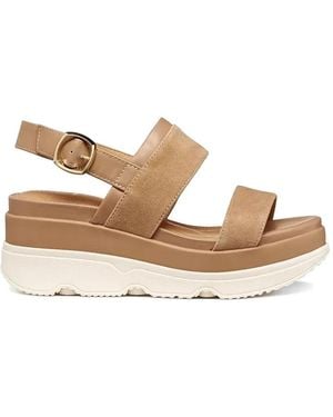 Geox Suede-Panelled Platform Sandals - Natural