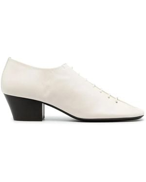 Lemaire White Lace-up Leather Derby Shoes - Women's - Calf Leather - Natural