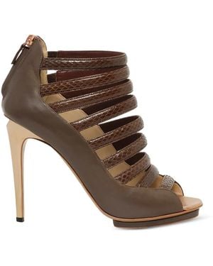 Linda Farrow Snakeskin-Effect Multi-Strap Sandals - Brown