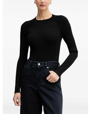 ARMANI EXCHANGE Ribbed Round-Neck Top - Black