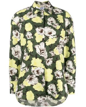 MSGM Floral-Print Long-Sleeve Shirt - Green