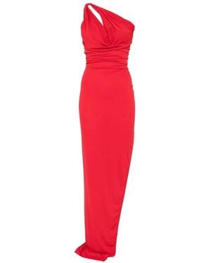 Rick Owens Aaliyah One-Shoulder Draped Maxi Gown - Red