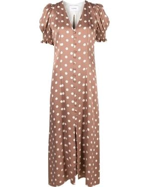 Sleeper Beige And White Polka Dot Bella Dress - Women's - Viscose - Brown