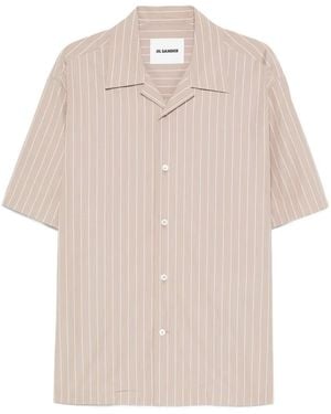 Jil Sander Stripe-Pattern Short-Sleeve Shirt - White